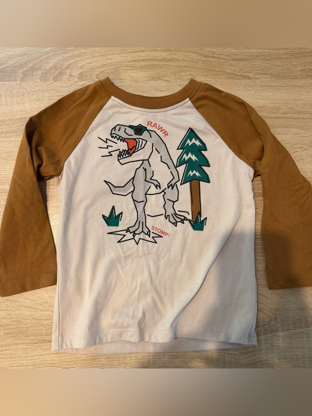 Garanimals Cream & Brown Dino Raglan Tee